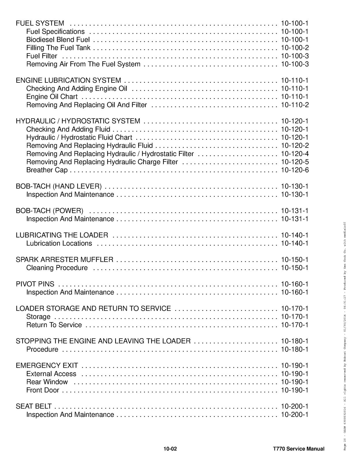 BOBCAT T770 Compact Track Loader Service Manual SN A3P811001 Up 2013, FOLDOUTS