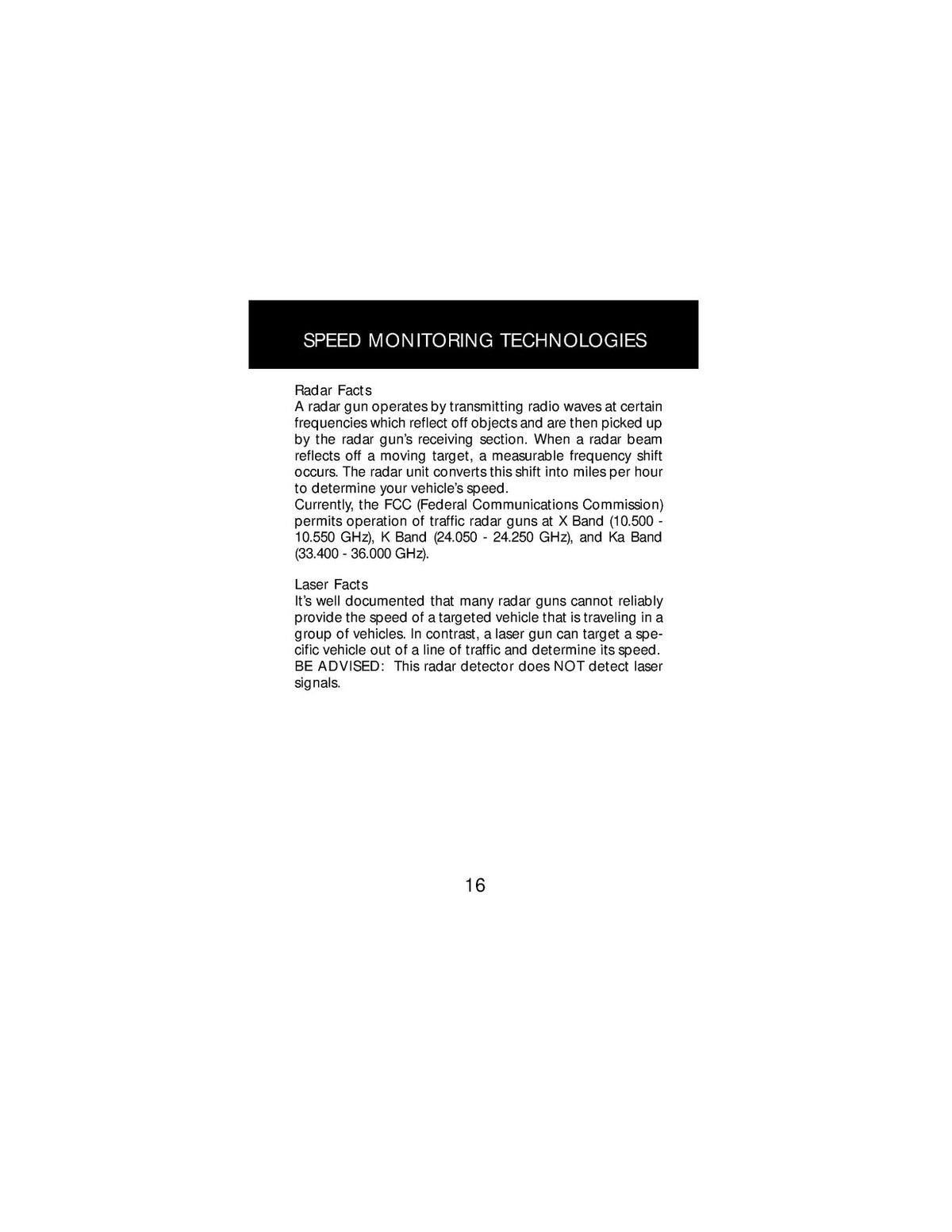 WHISTLER 1605 Radar Detector Owners Manual - STEEL WIRE BOUND - TOUGH COVERS