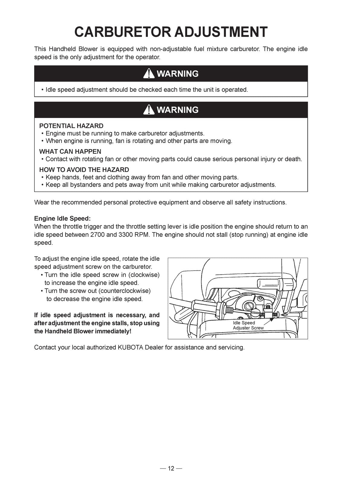 KUBOTA KBL31 Handheld Blower Owners Operators Manual - WIRE BOUND - TOUGH COVERS