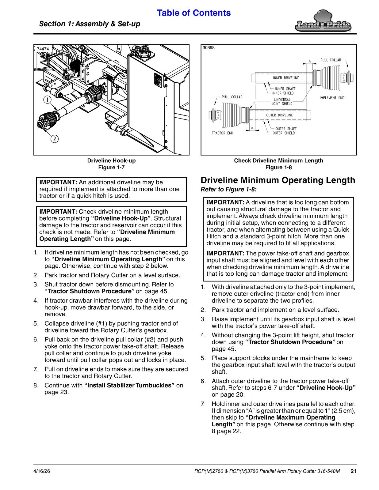 LAND PRIDE RCP27 RCP37 Series Parallel Arm Cutter Operators Manual - WIRE BOUND