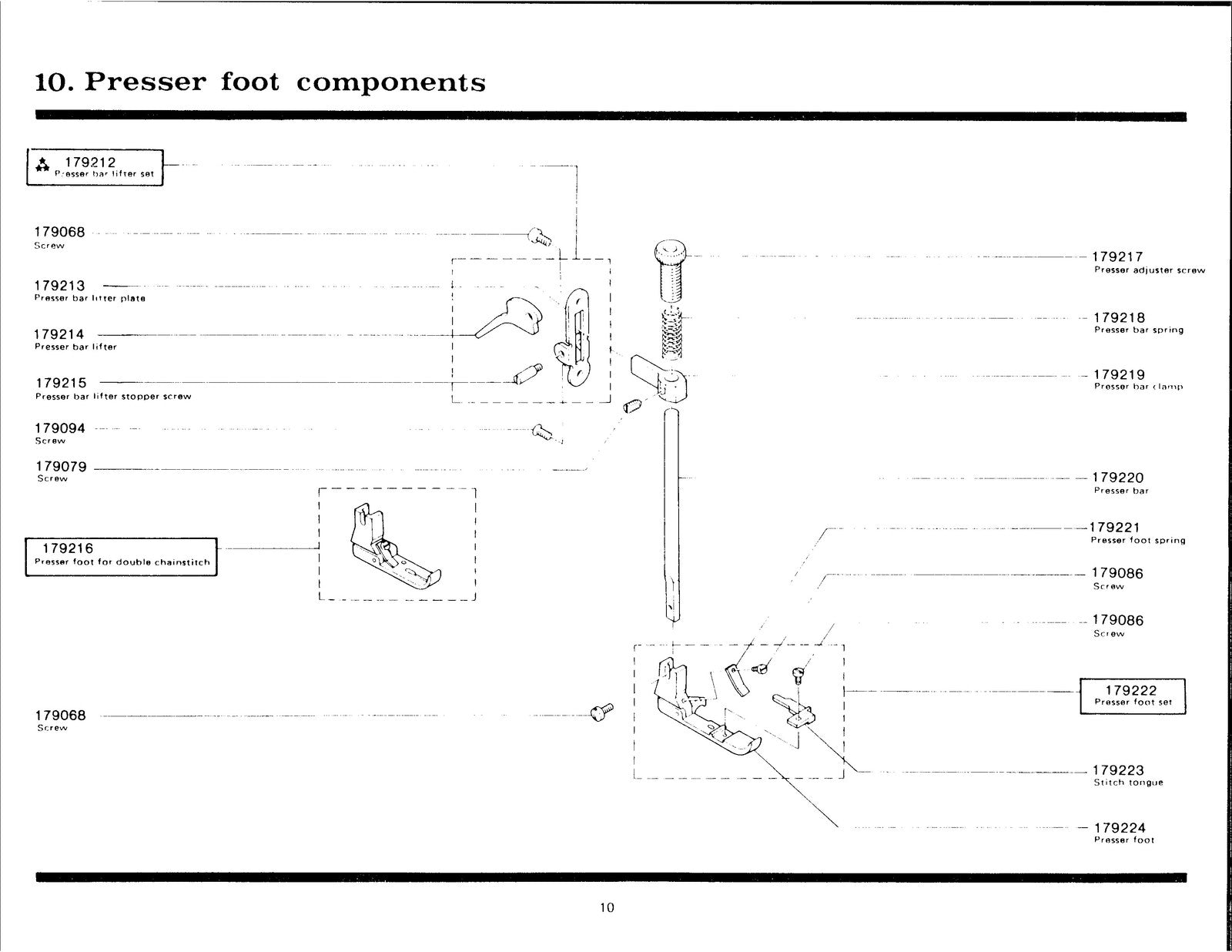 SINGER Professional 10 UJ13 Parts List Manual - STEEL WIRE BOUND - TOUGH COVERS