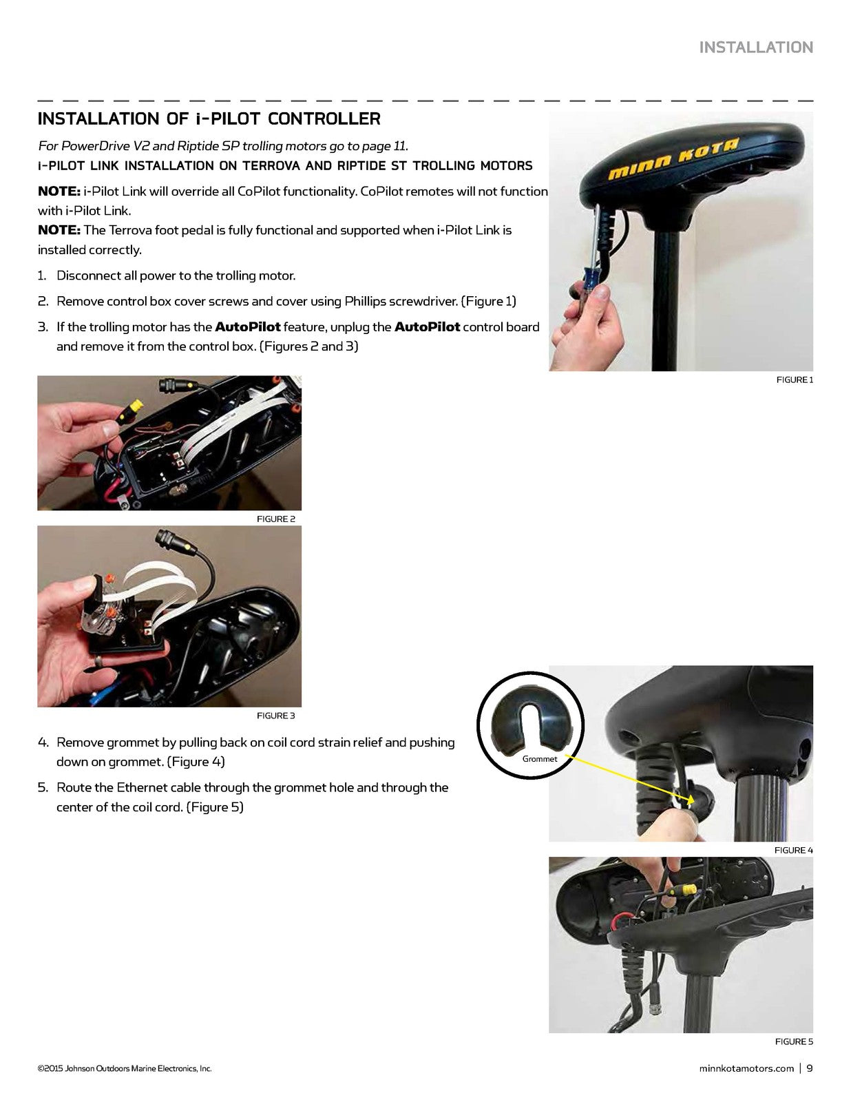 MINN KOTA i-Pilot Link Trolling Motor Owners Manual 2015 - WIRE BOUND - COVERS