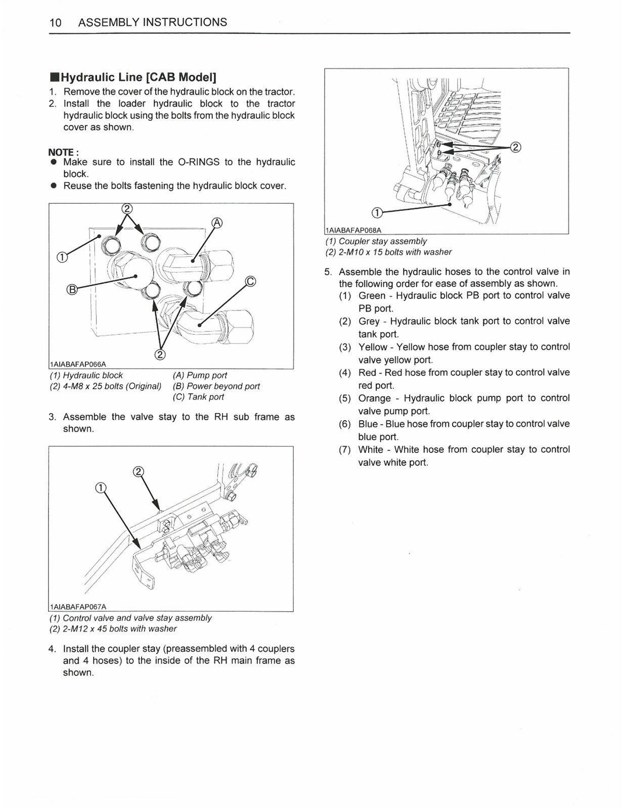 KUBOTA LA1065A Front Loader Assembly Parts & Operators Manual BUNDLE