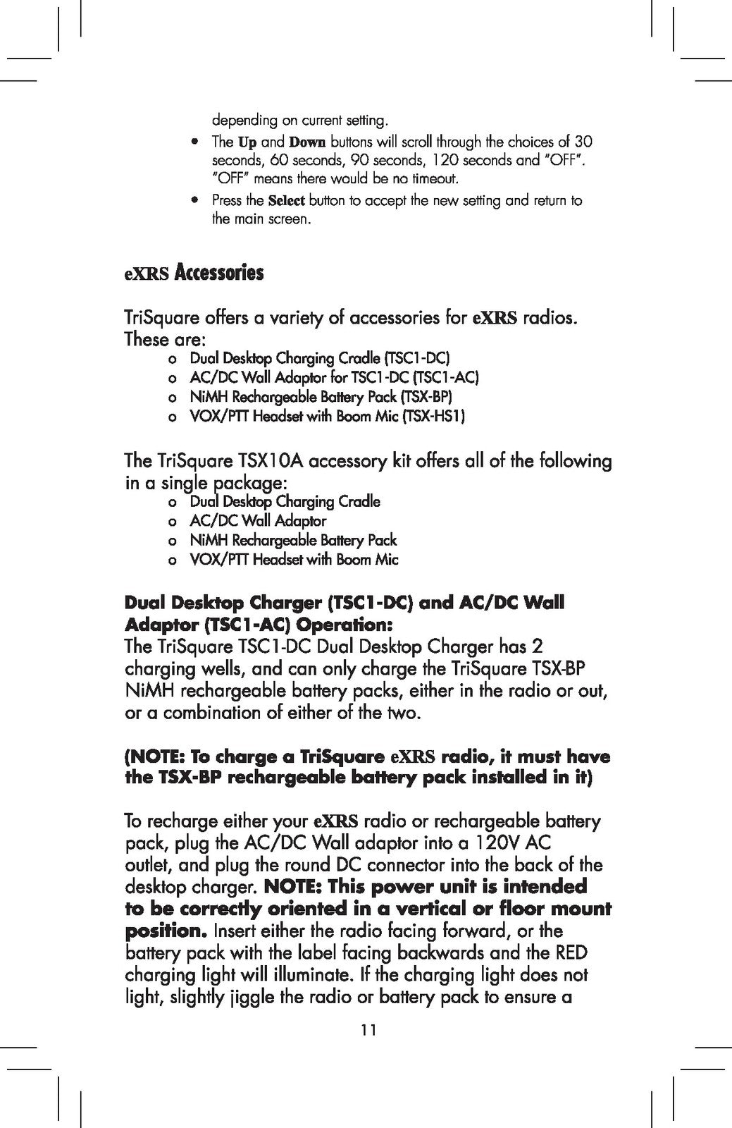 TRISQUARE TSX100 eXRS Two-Way Radio Owners Manual - WIRE BOUND - TOUGH COVERS
