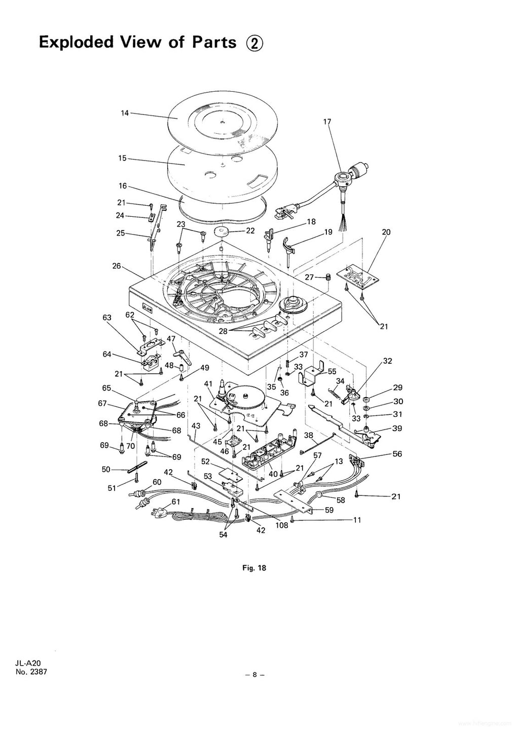 JVC JL-A20 Auto-Return Turntable Service Manual - WIRE BOUND - TOUGH COVERS