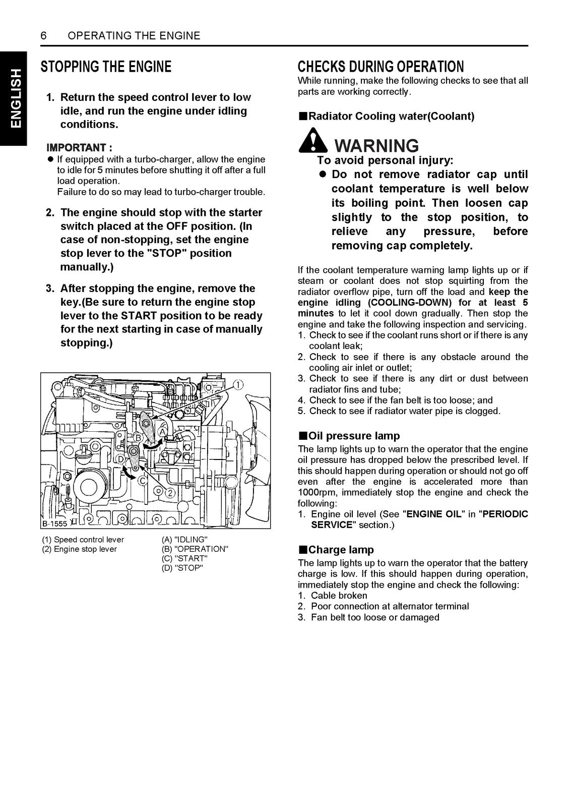 KUBOTA V3300 V3600 V3800 Engine Operators Manual - WIRE BOUND - TOUGH COVERS