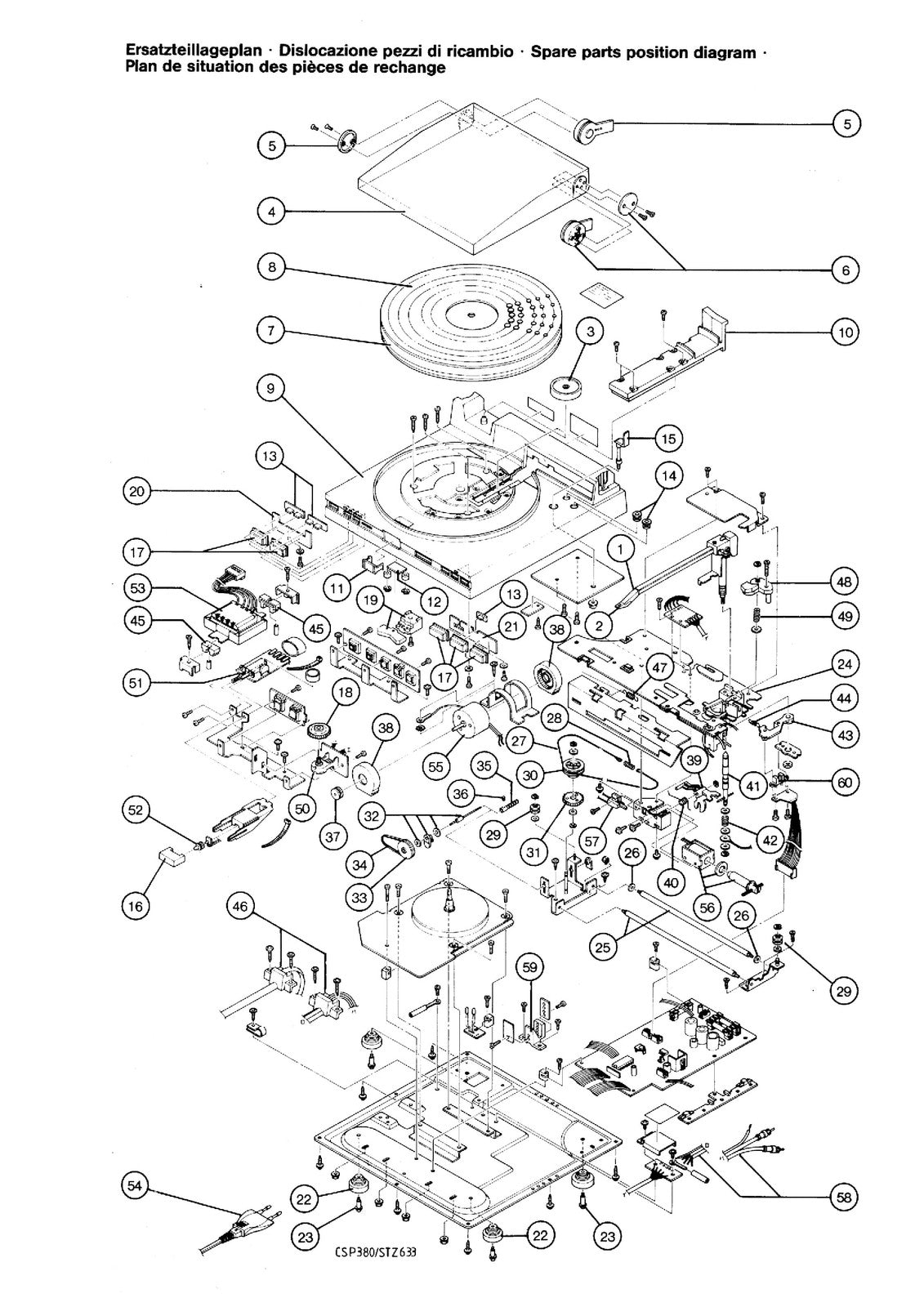 SABA PSP480 Turntable Service Manual - STEEL WIRE BOUND - PROTECTIVE COVERS