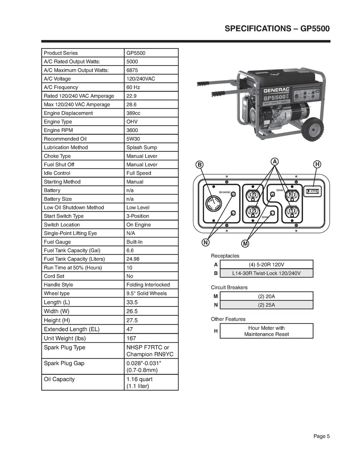 GENERAC GP1800 GP3250 GP5000 GP5500  More Diagnostic Repair Manual - WIRE BOUND