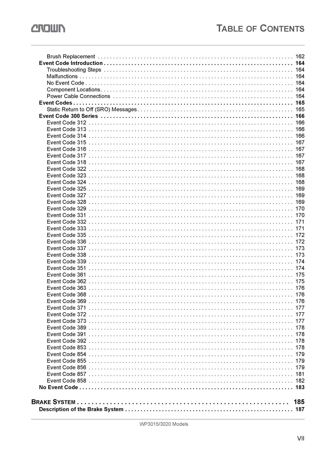 CROWN WP3015 WP3020 Walkie Pallet Truck Maintenance Manual - WIRE BOUND - COVERS