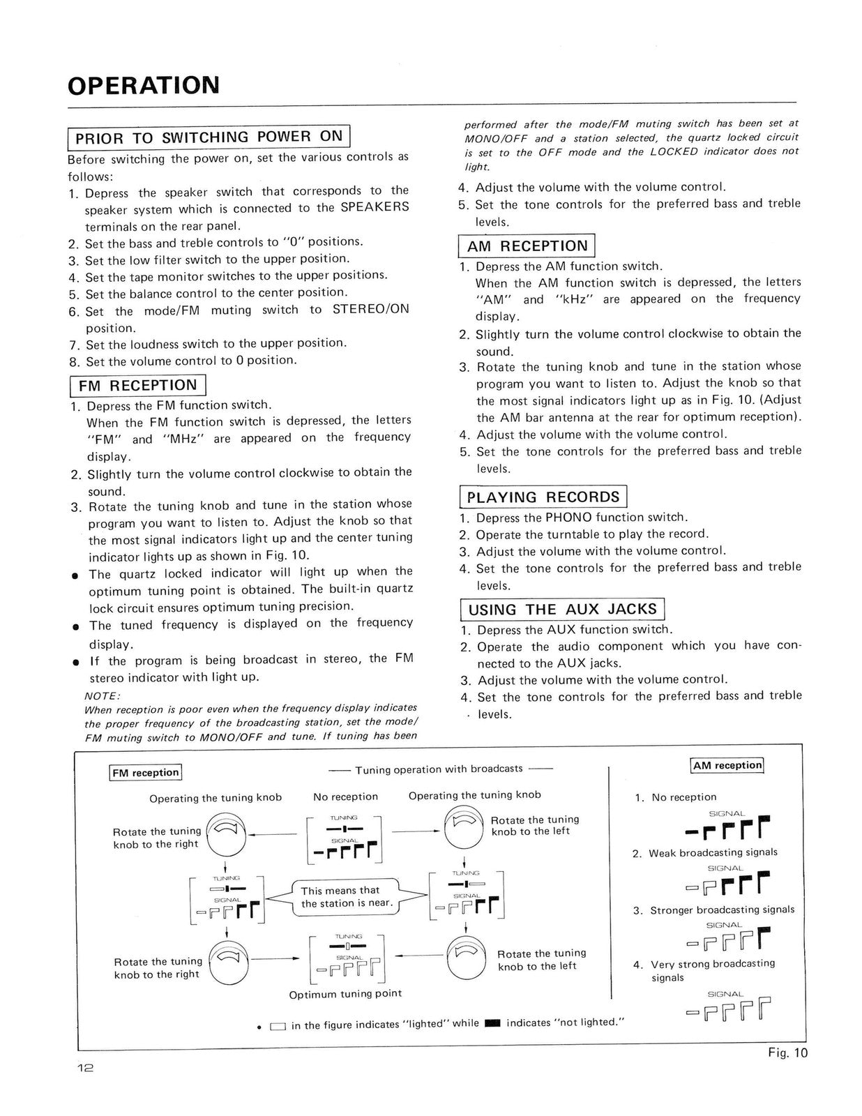 PIONEER SX-3700 Stereo Receiver Operating Instructions Manual - WIRE BOUND