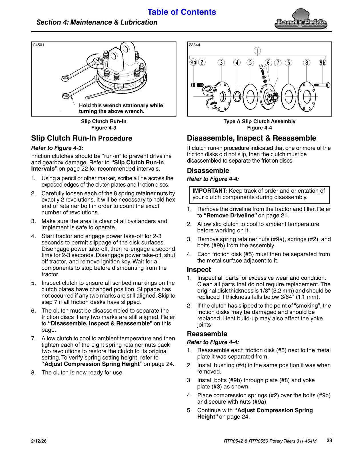 LAND PRIDE RTR05 Series Reverse Rotation Rotary Tillers Operators Manual - BOUND