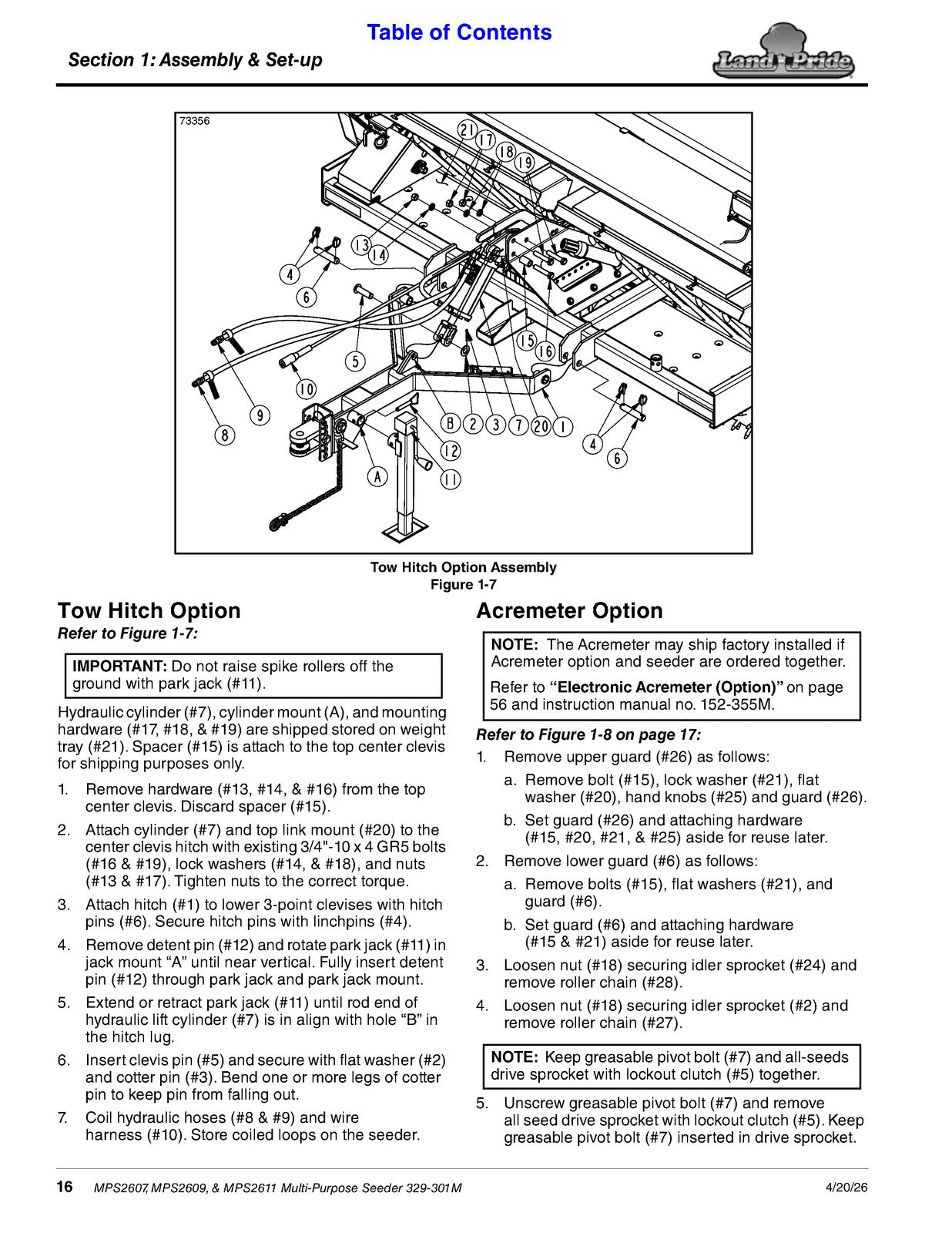 LAND PRIDE MPS26 Series Multi-purpose Seeder Operators Manual - WIRE BOUND