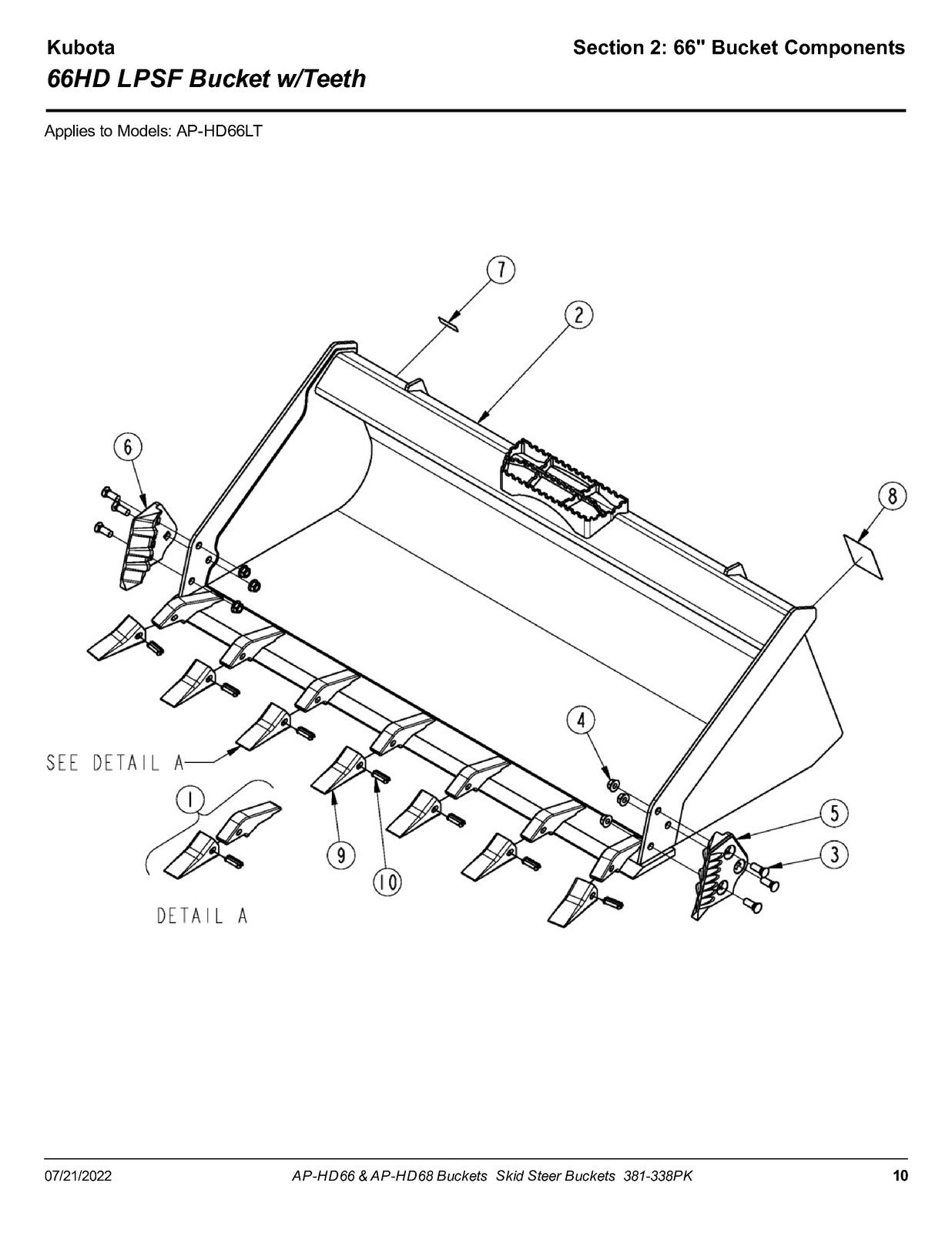 LAND PRIDE HD66 HD68 SL HD Series Buckets Parts Manual 2022 - WIRE BOUND