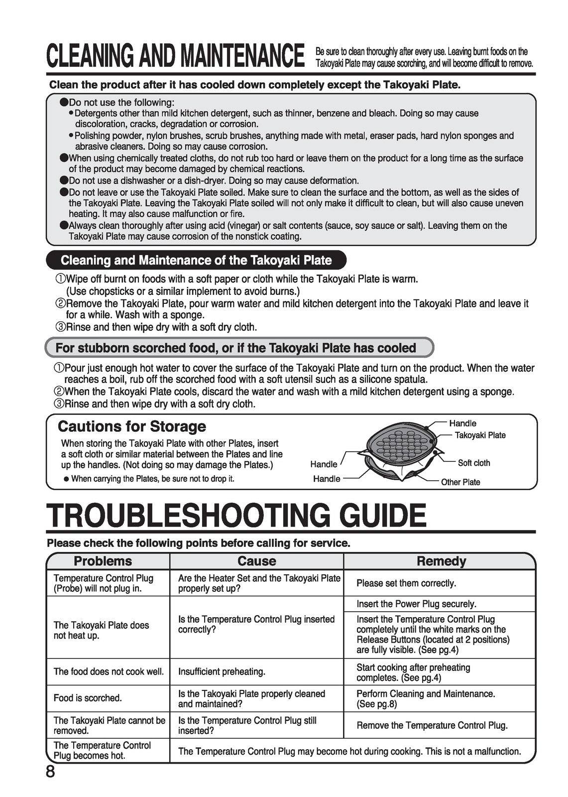 ZOJIRUSHI EA-YBC01 Takoyaki Plate EA-BDC10 Operating Instructions Manual - BOUND