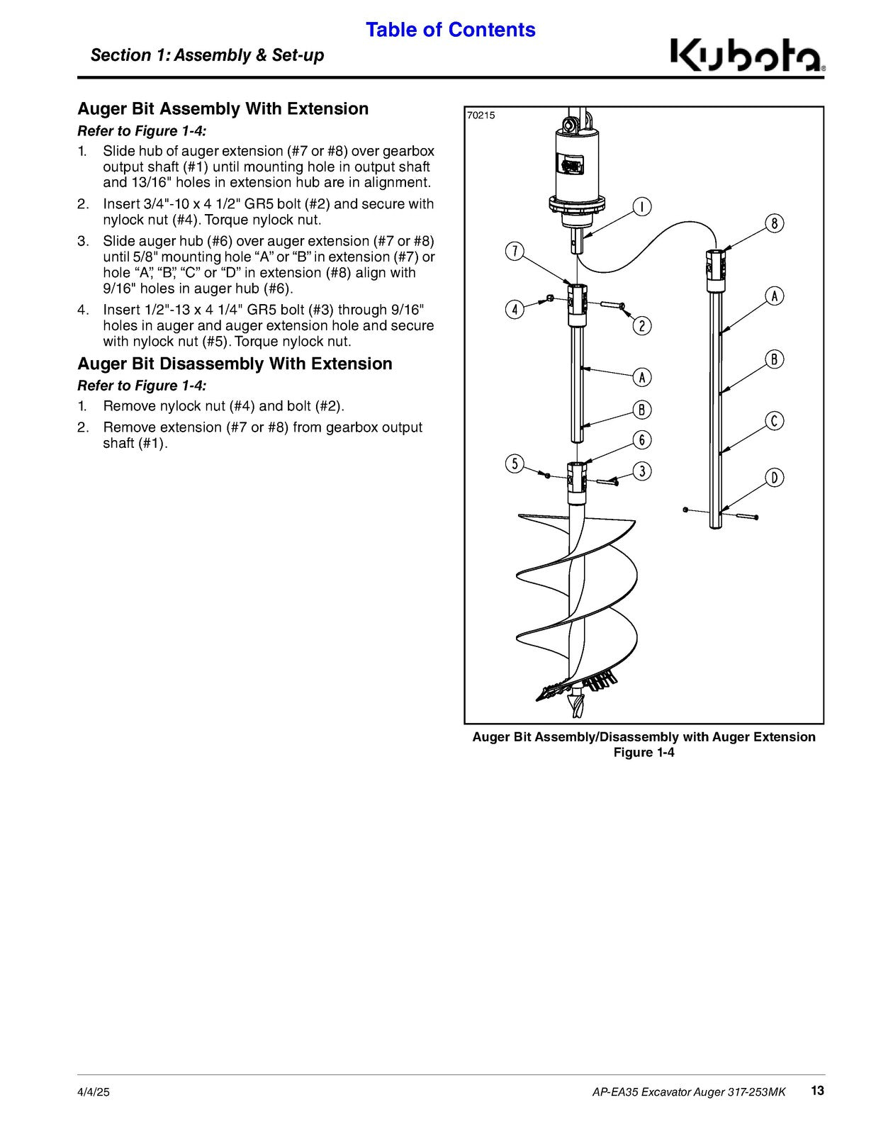 LAND PRIDE EA35 Excavator Augers Operators Manual - WIRE BOUND - TOUGH COVERS