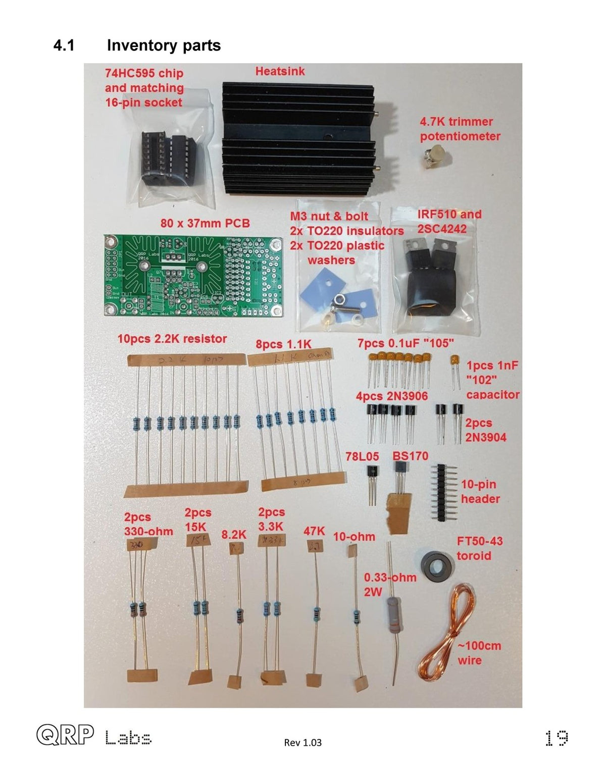 QRP LABS PA 5W HF Kit Assembly Instructions Manual 2016 - WIRE BOUND - COVERS