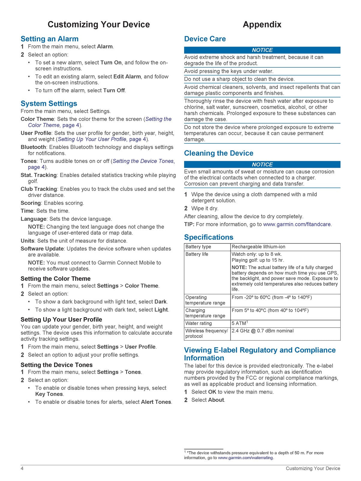 GARMIN Approach S20 Owners Manual 2016 - STEEL WIRE BOUND - PROTECTIVE COVERS