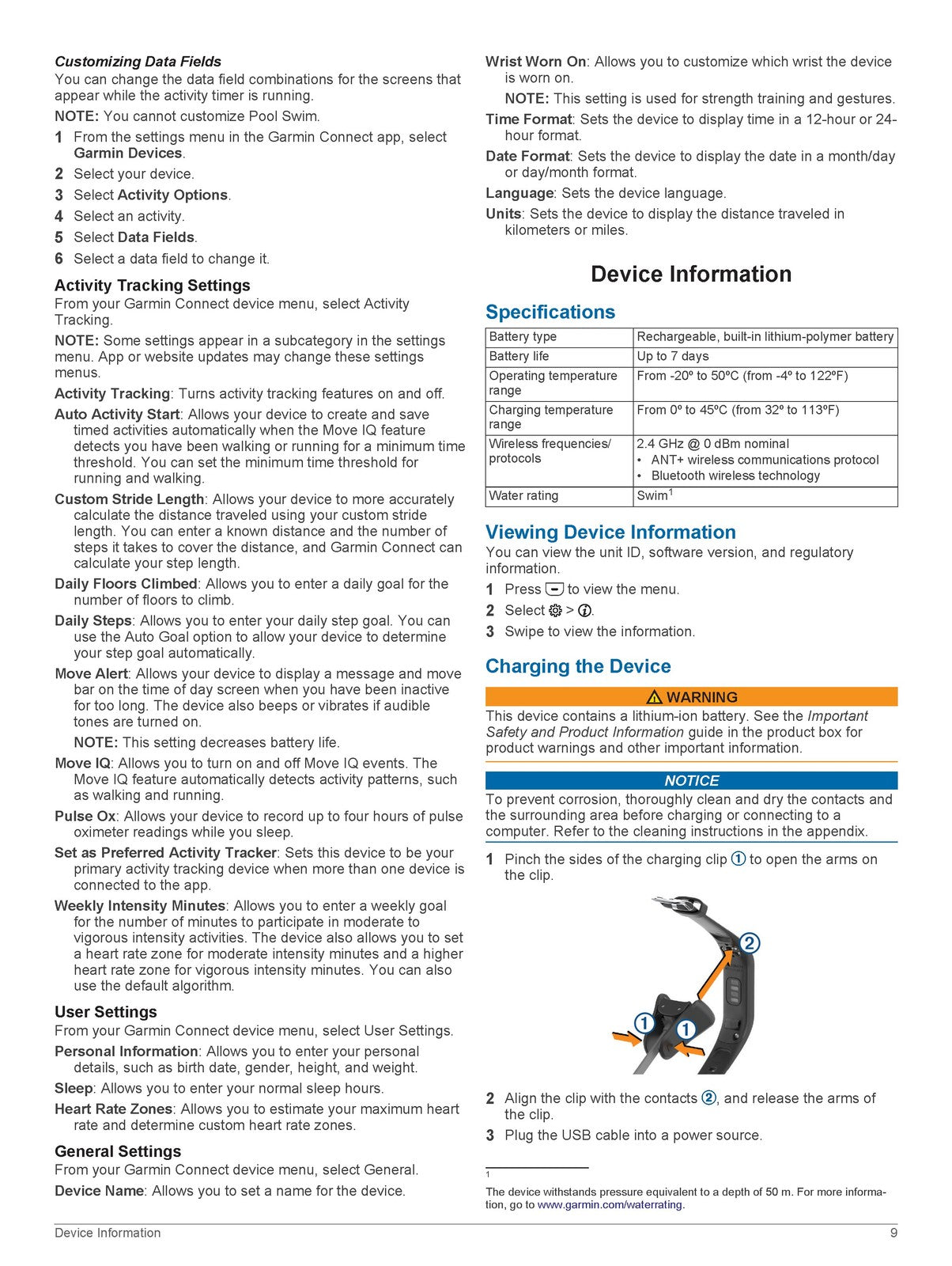 GARMIN Vivosmart 4 Owners Manual - STEEL WIRE BOUND - PROTECTIVE COVERS
