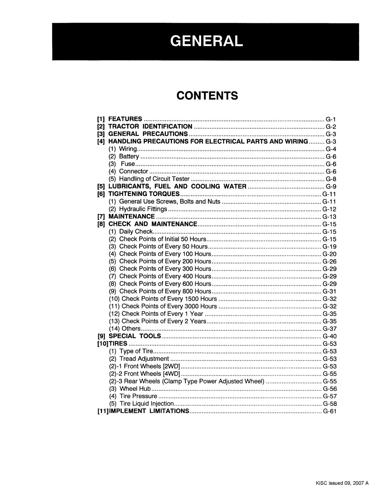 KUBOTA M-110 M-120 Tractor Workshop Manual - BOUND - COVERS - XL FOLDOUT PAGES