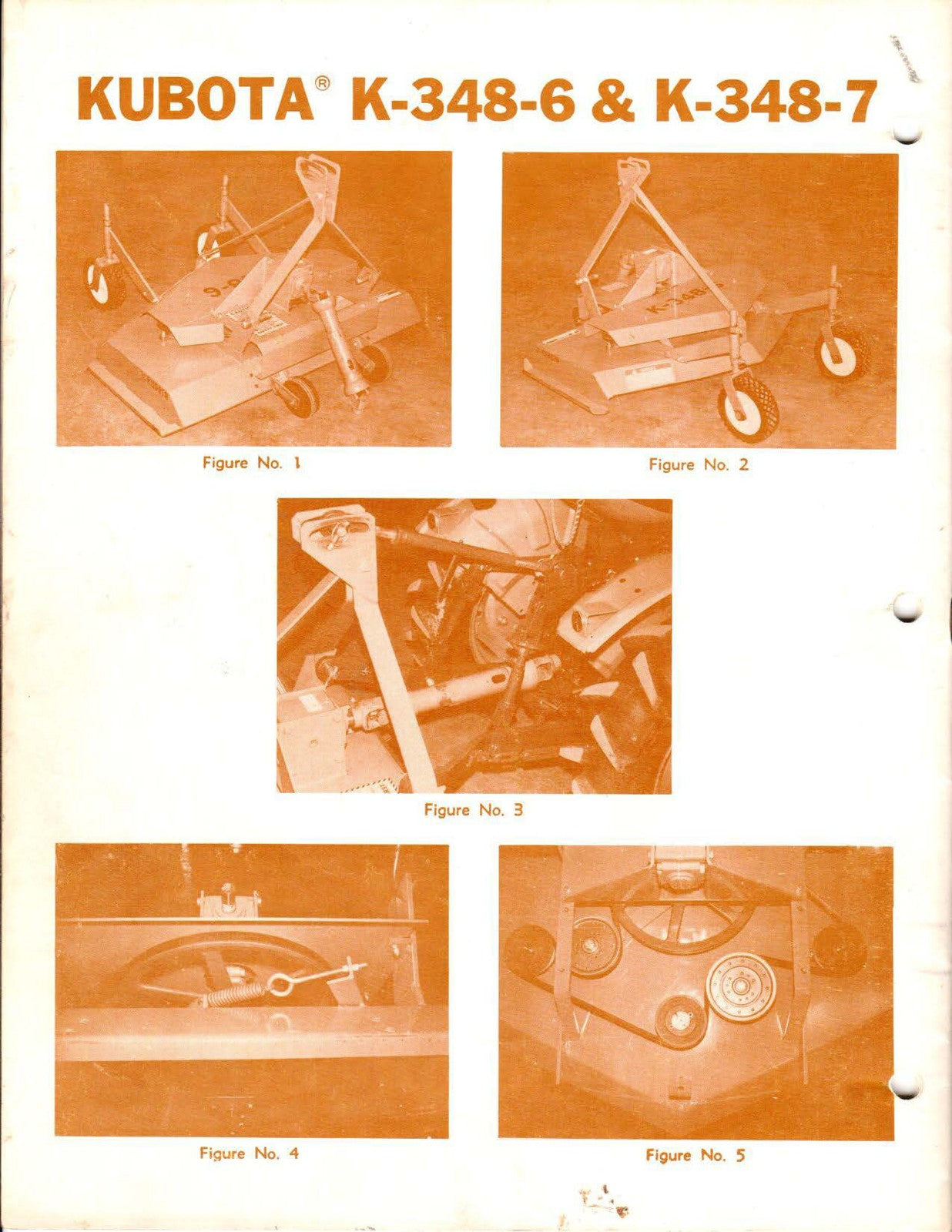 KUBOTA K-348-6 K-348-7 48 Inch Rotary Mower Manual - WIRE BOUND - TOUGH COVERS