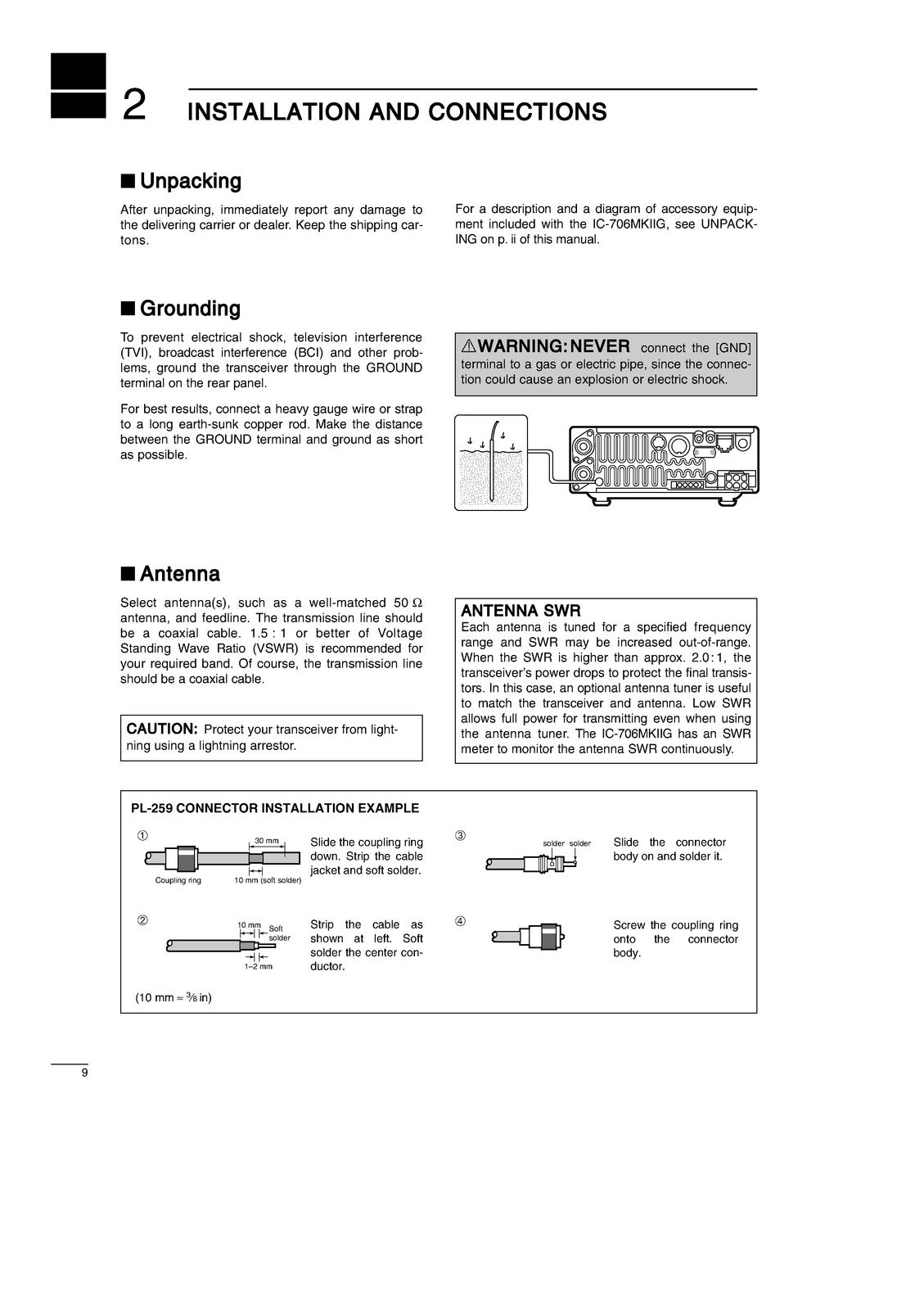 ICOM IC-706MKIIG Transceiver Service & Operators Manual BUNDLE - WIRE BOUND