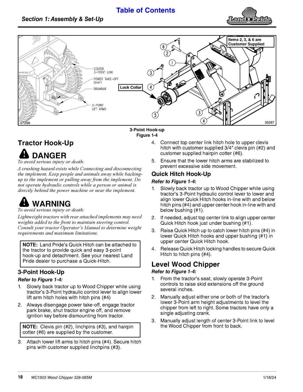 LAND PRIDE WC1503 Wood Chippers Operators Manual - WIRE BOUND - TOUGH COVERS