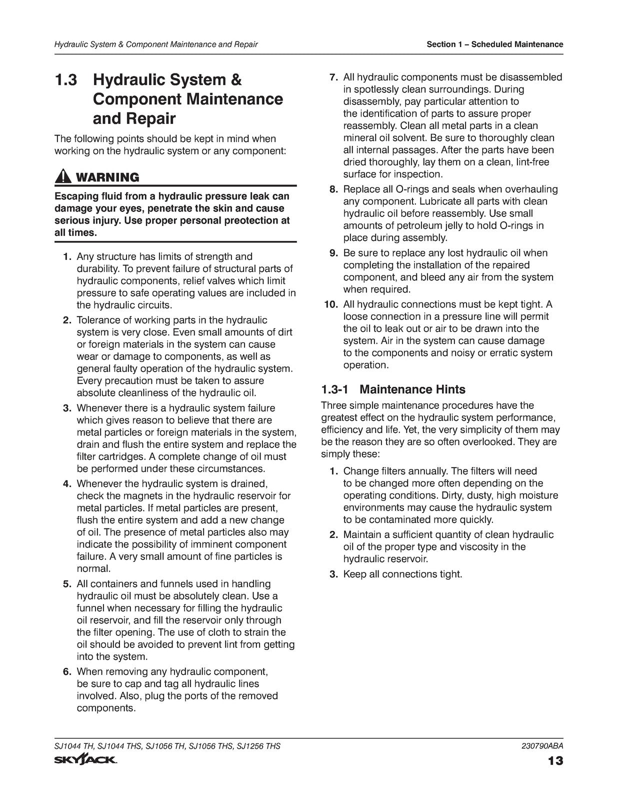 SKYJACK Telehandlers SJ1044 SJ1056 TH THS SJ1256 Service Manual, FOLDOUTS