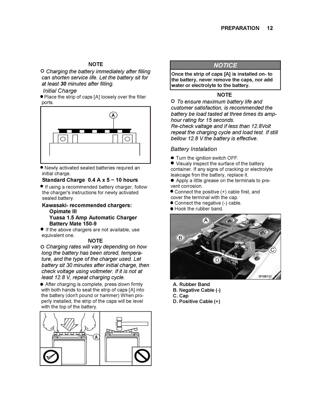 KAWASAKI Fury 125 125R Motorcycle Assembly And Preparation Manual - WIRE BOUND