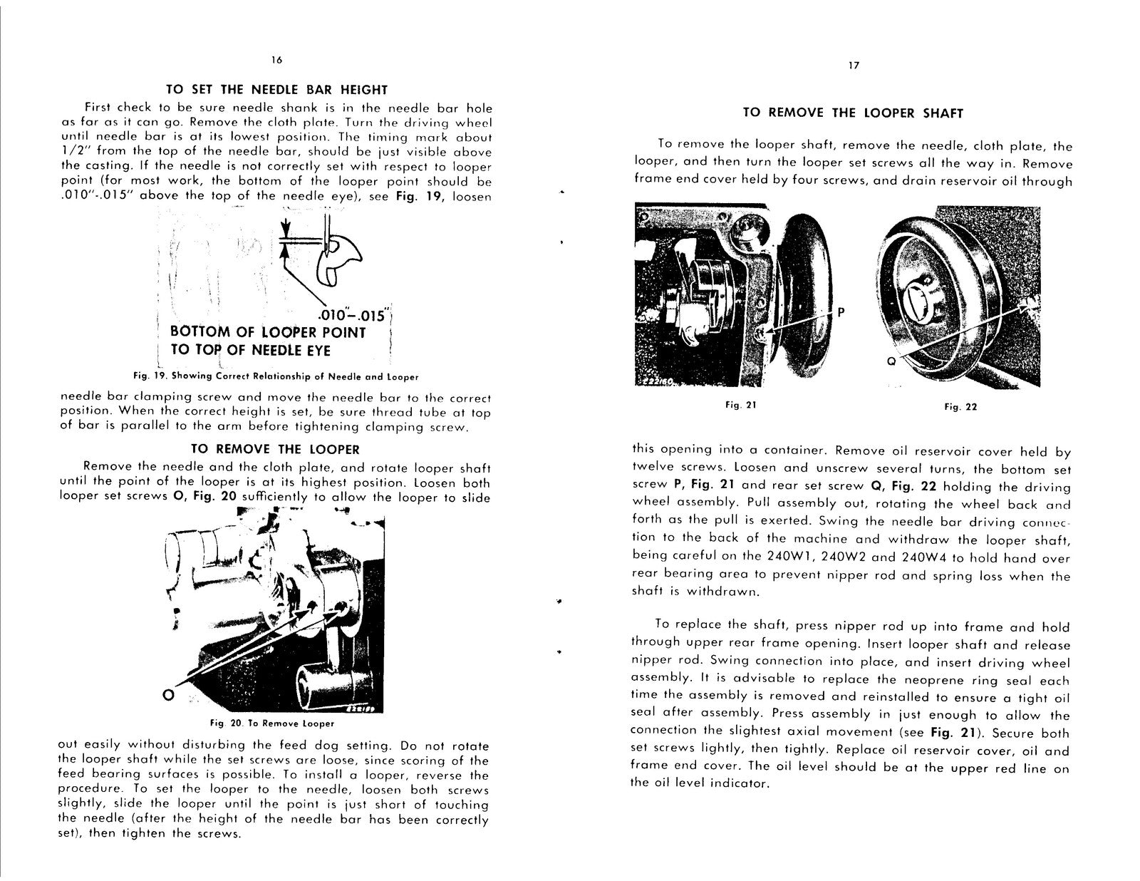 SINGER 240W Sewing Machine Service Manual - STEEL WIRE BOUND - PROTECTIVE COVERS