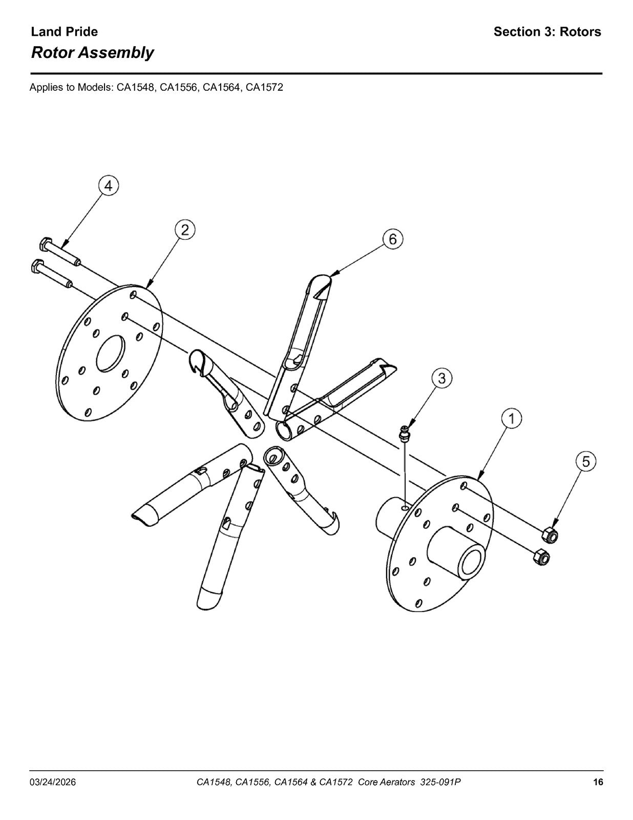 LAND PRIDE CA15 Series Core Aerators Parts Manual 2026 - WIRE BOUND - COVERS