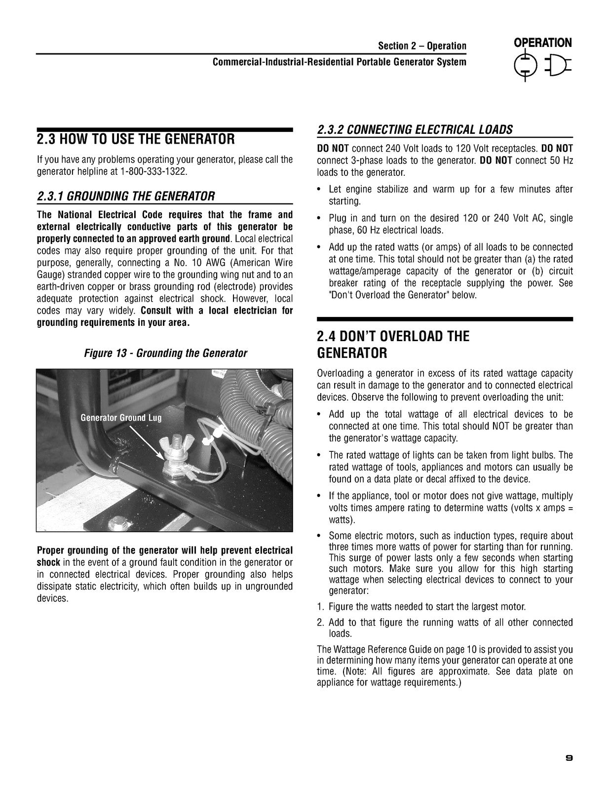 GUARDIAN Ultra Source Portable Generator 004582-2 Owners Manual - WIRE BOUND