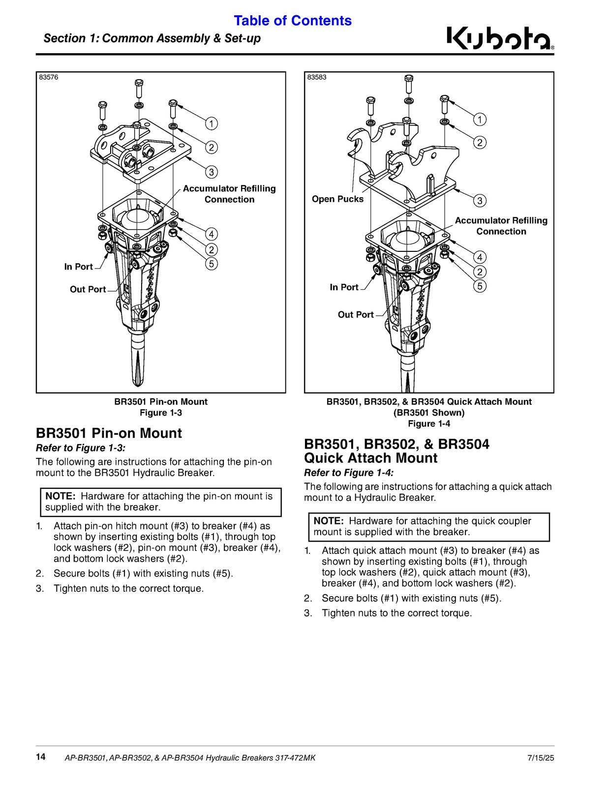 LAND PRIDE BR35 BR Series Breakers Operators Manual - WIRE BOUND - TOUGH COVERS
