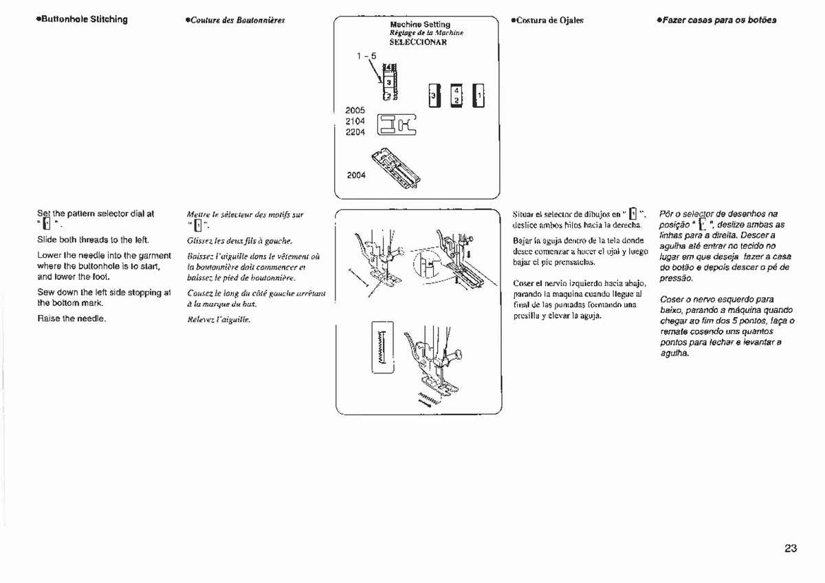 ALFA 2004 2005 2104 2204 Sewing Machine Instruction Book Manual - WIRE BOUND
