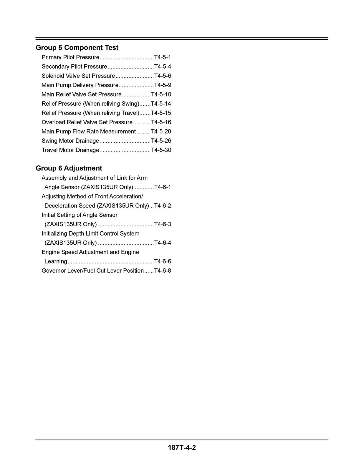 HITACHI ZAXIS 110 120 125 US 130 LCN 135UR EXCAVATOR Technical Service Manual