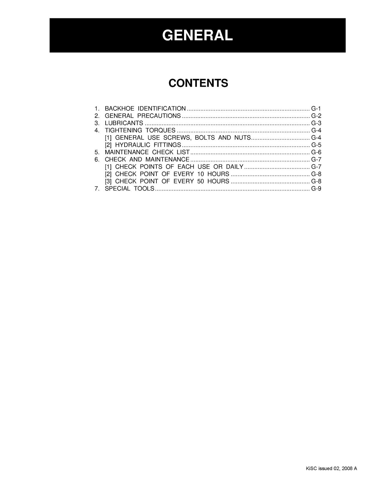 KUBOTA BH65 Backhoe Workshop Manual 2008 - STEEL WIRE BOUND - PROTECTIVE COVERS