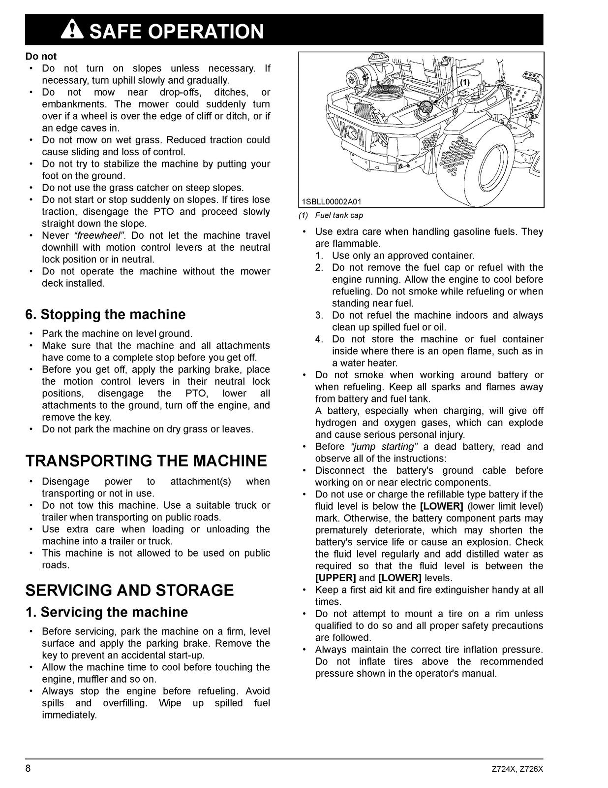KUBOTA Z724X Z726X Zero Turn Operators Manual - BOUND - COVERS - XL FOLDOUTS