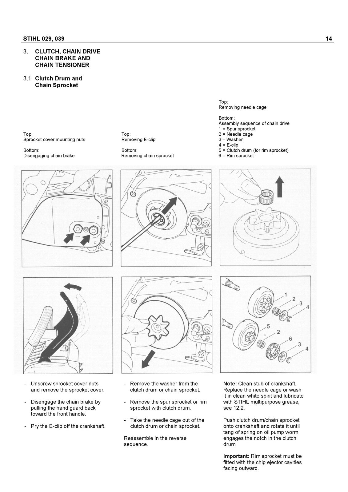STIHL 029 039 Chainsaw Service Manual 1992 - STEEL WIRE BOUND - TOUGH COVERS