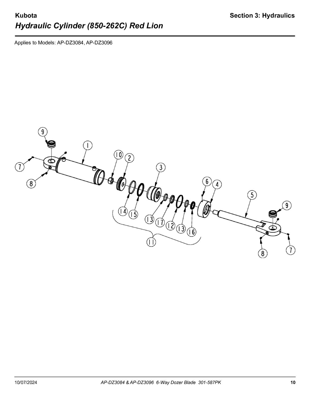 LAND PRIDE DZ30 Dozer Blades Parts Manual 2024 - STEEL WIRE BOUND - TOUGH COVERS