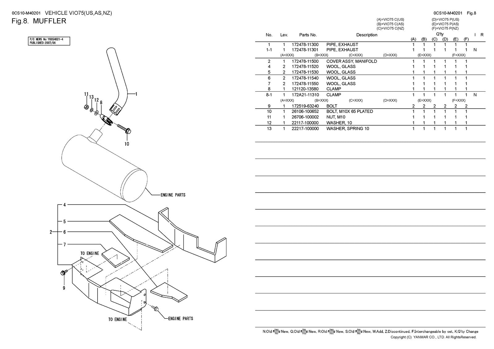 YANMAR ViO75 Excavator Parts Catalog Manual 2015 - WIRE BOUND - TOUGH COVERS