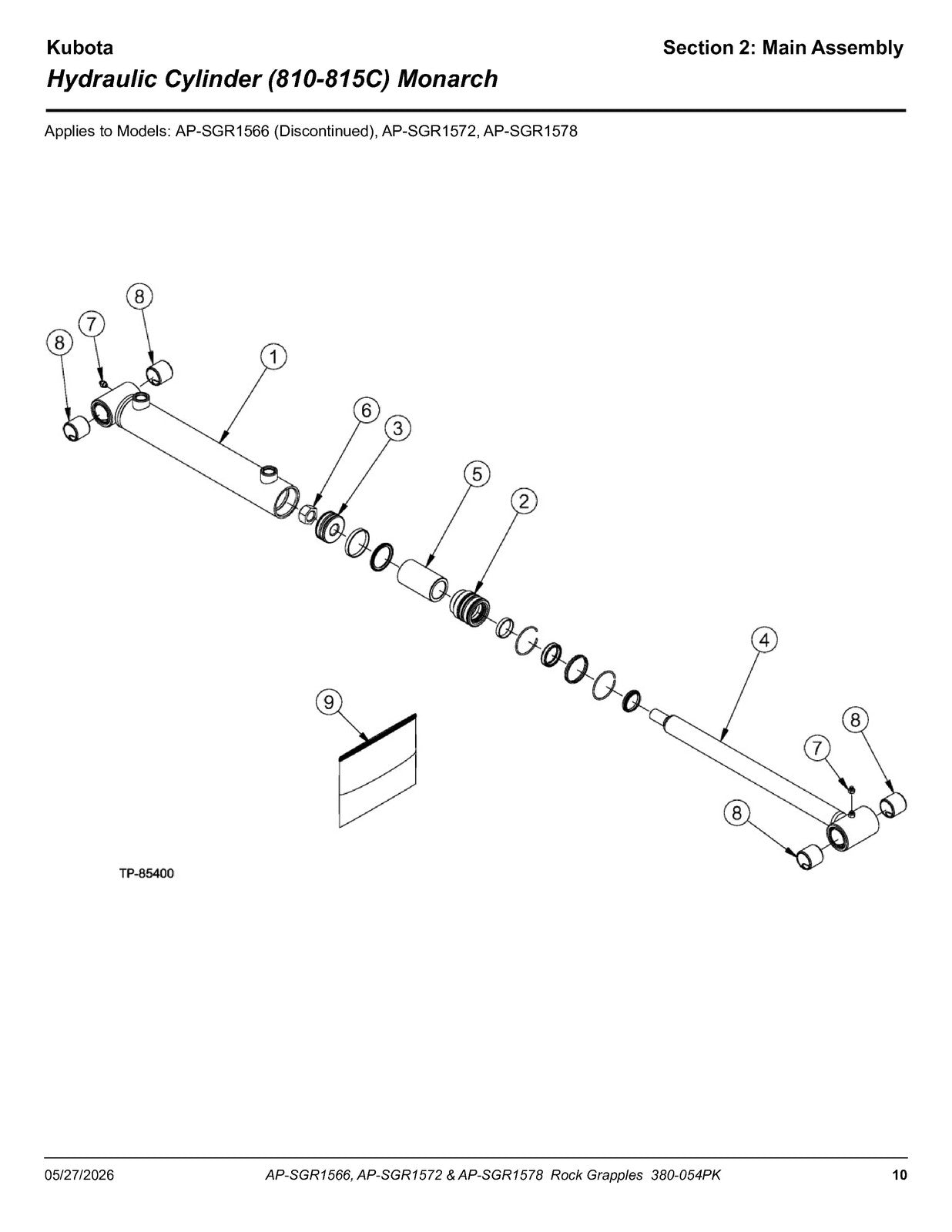 LAND PRIDE SGR15 Series Rock Grapples Parts Manual 2026 - WIRE BOUND - COVERS