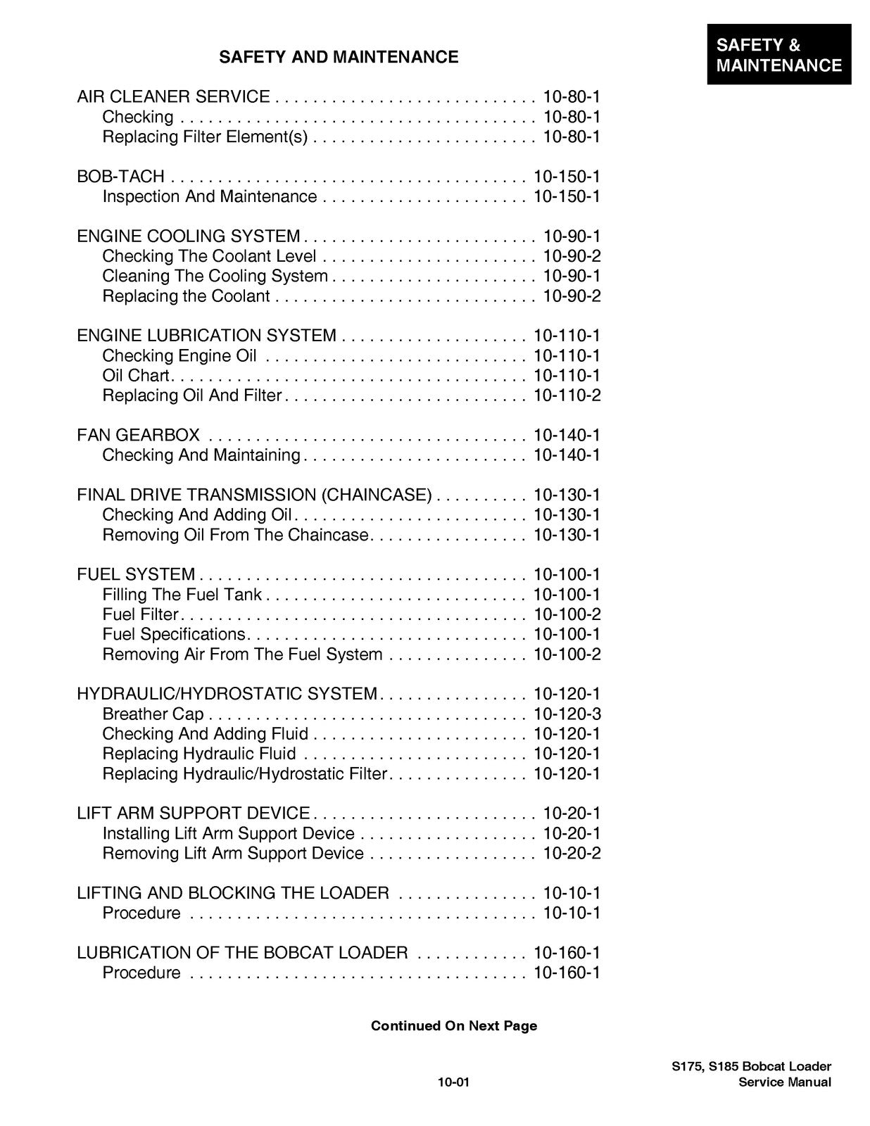 BOBCAT S175 S185 TURBO Service Repair Manual sn 525011001 and Up, FOLDOUTS