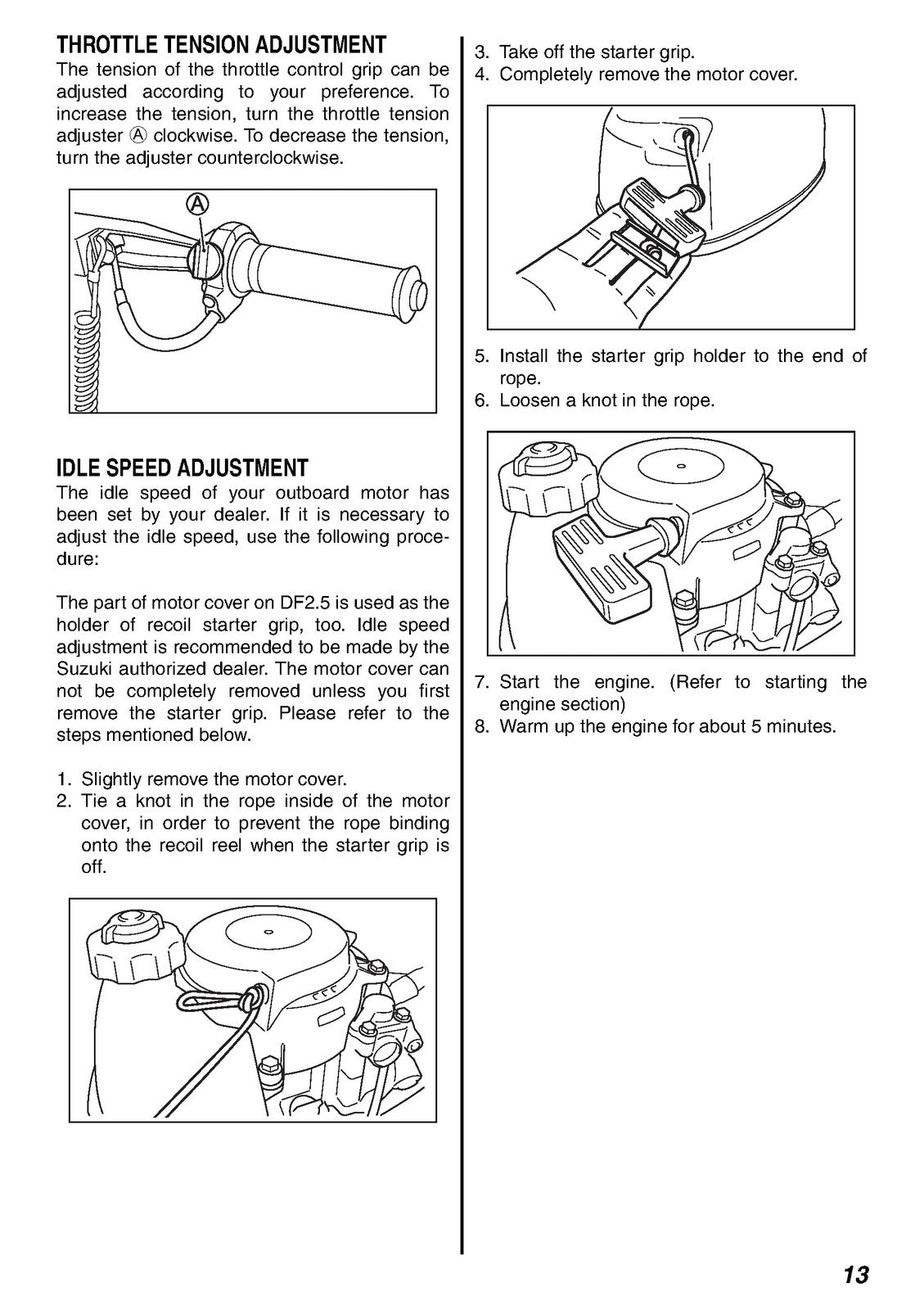 SUZUKI DF25 Outboard Owners Manual - STEEL WIRE BOUND - PROTECTIVE COVERS
