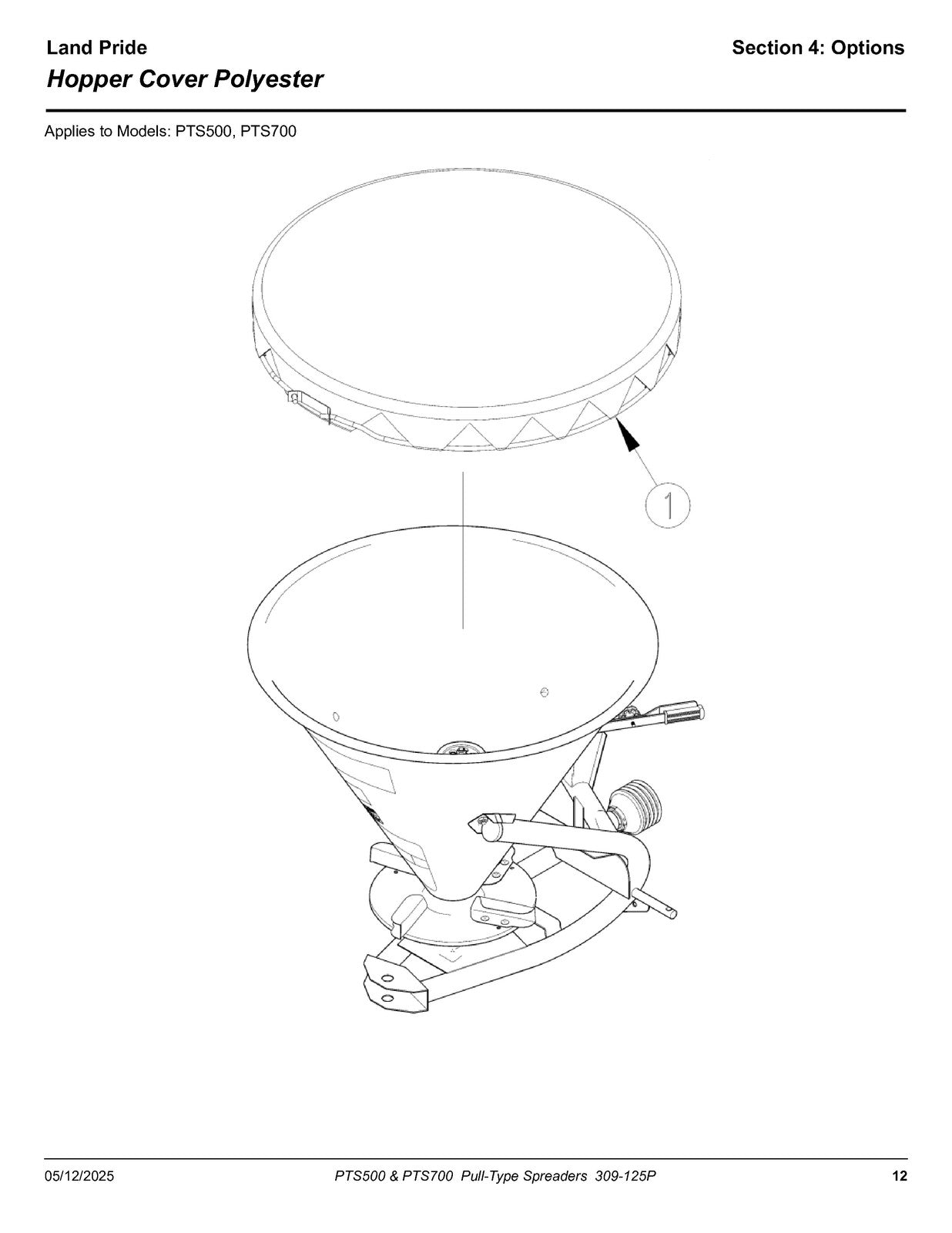 LAND PRIDE PTS Series Pull-type Spreaders Parts Manual 2025 - WIRE BOUND
