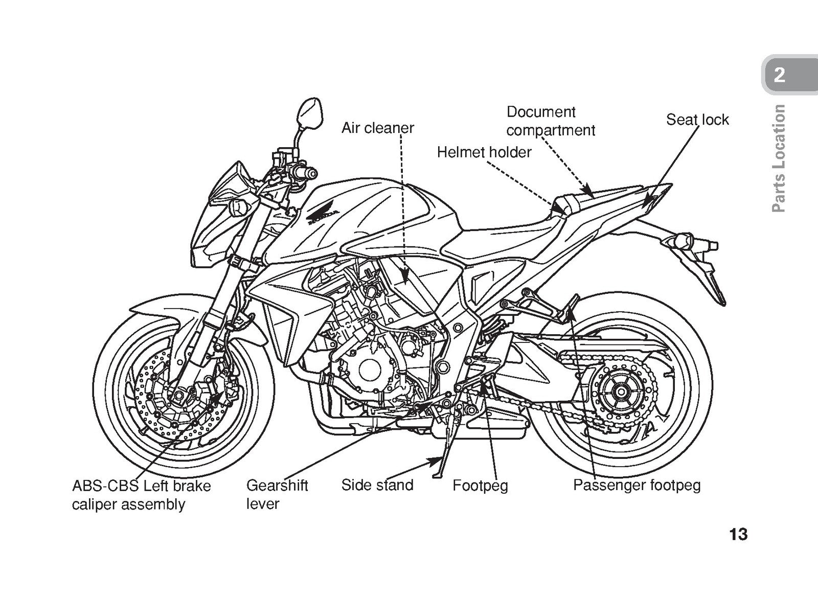 HONDA CB1000R CB1000RA Owners Manual 2009 - STEEL WIRE BOUND - PROTECTIVE COVERS