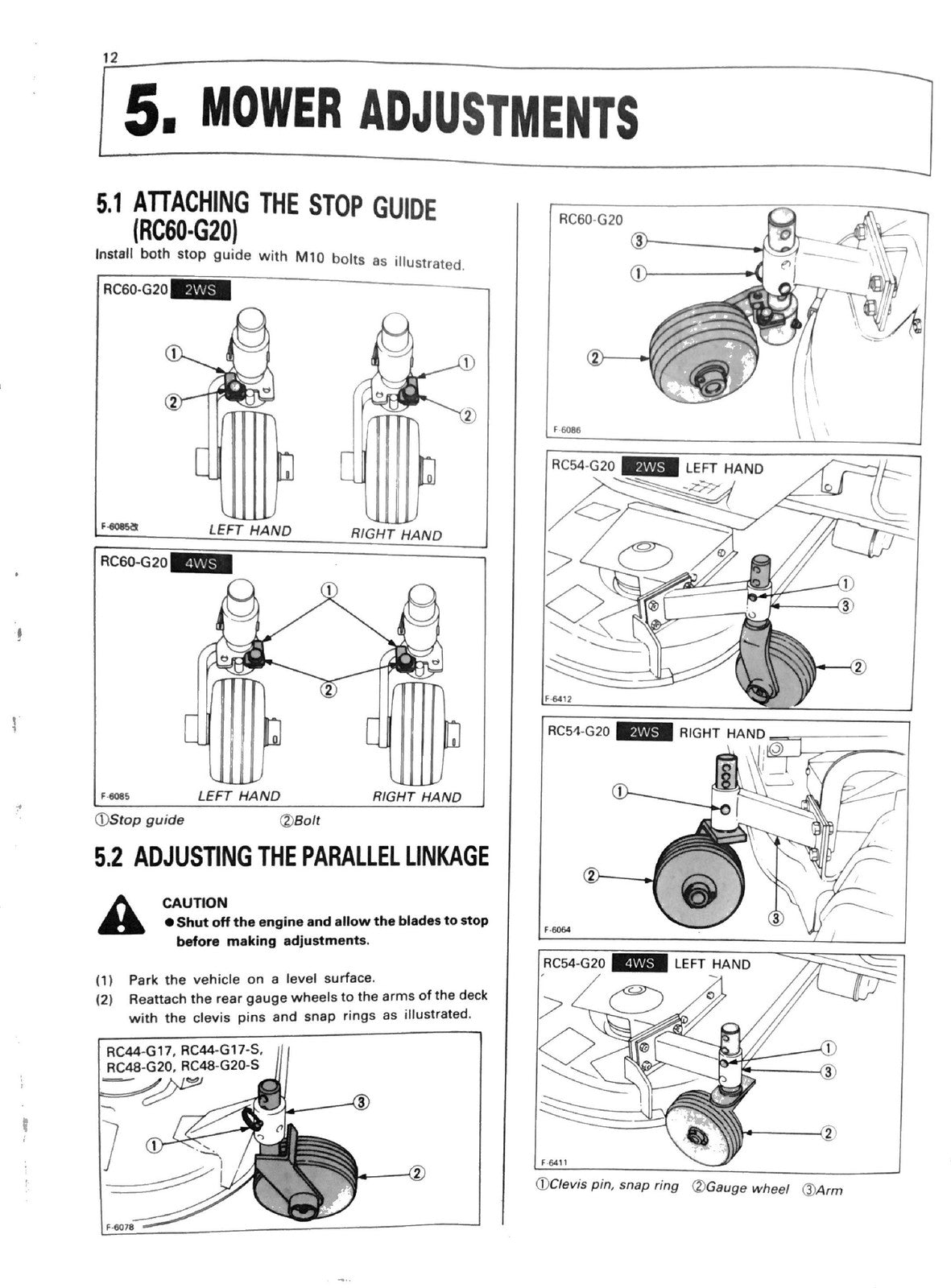 KUBOTA RC44 RC48 RC54 RC60 Mower Operators Manual - WIRE BOUND - TOUGH COVERS