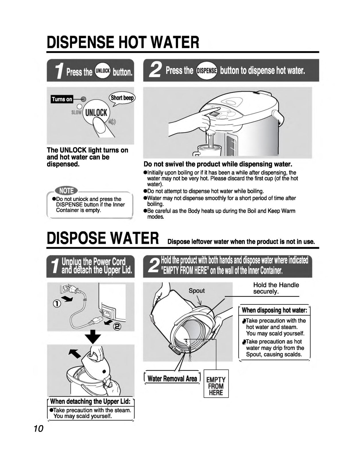 ZOJIRUSHI CD-WHC40 Micom Water Boiler  Operating Instructions Manual - BOUND