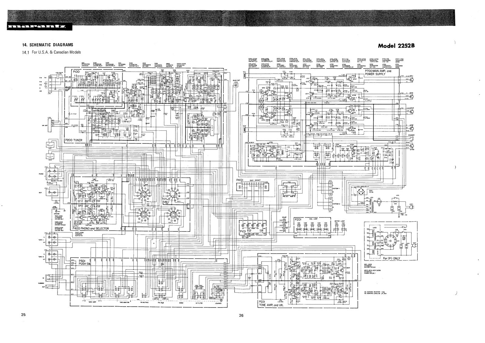 MARANTZ 2252B Stereophonic Receiver Service Manual - WIRE BOUND - TOUGH COVERS