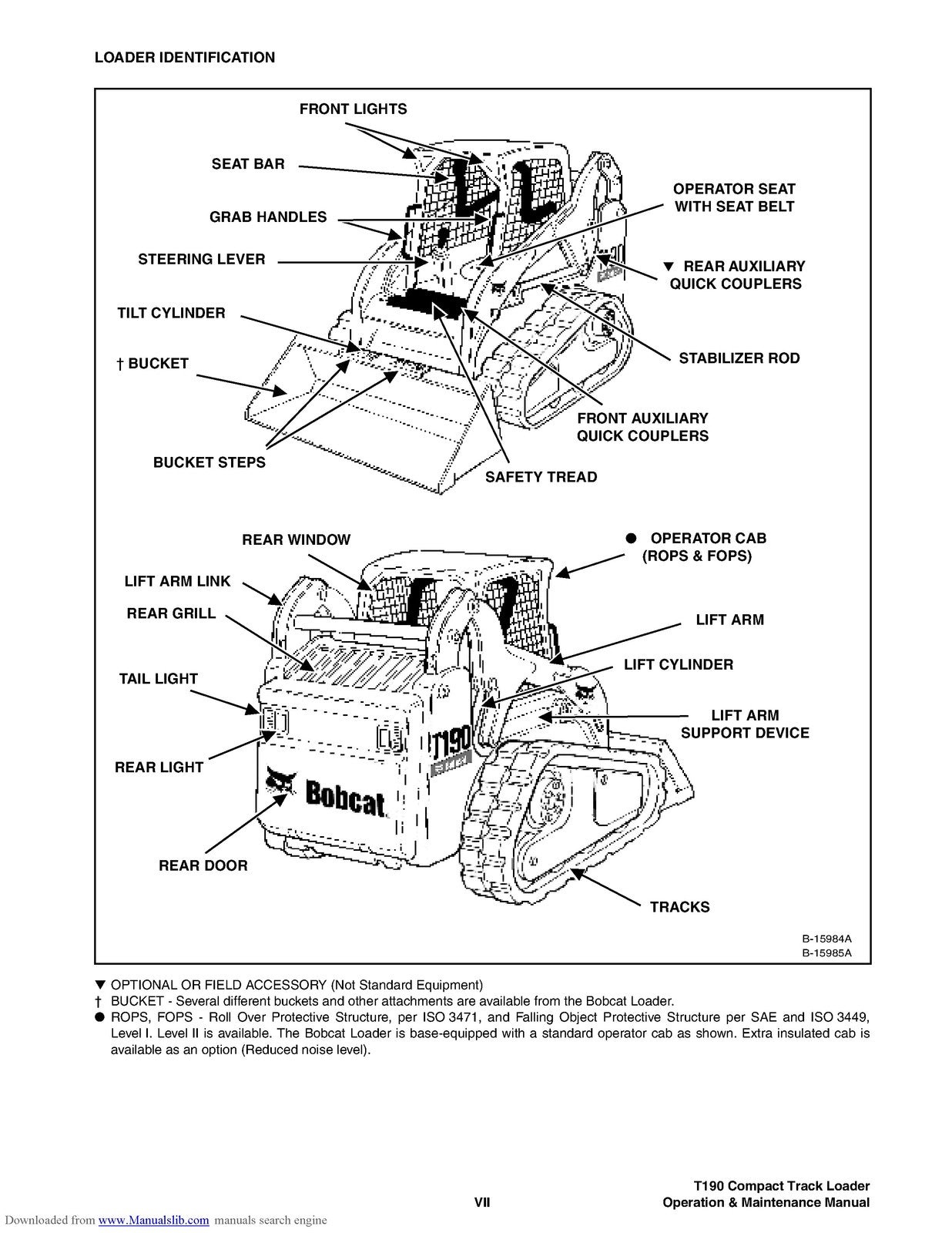 BOBCAT T190 Operation Maintenance Manual 2006 SN 531711001 Up - WIRE BOUND