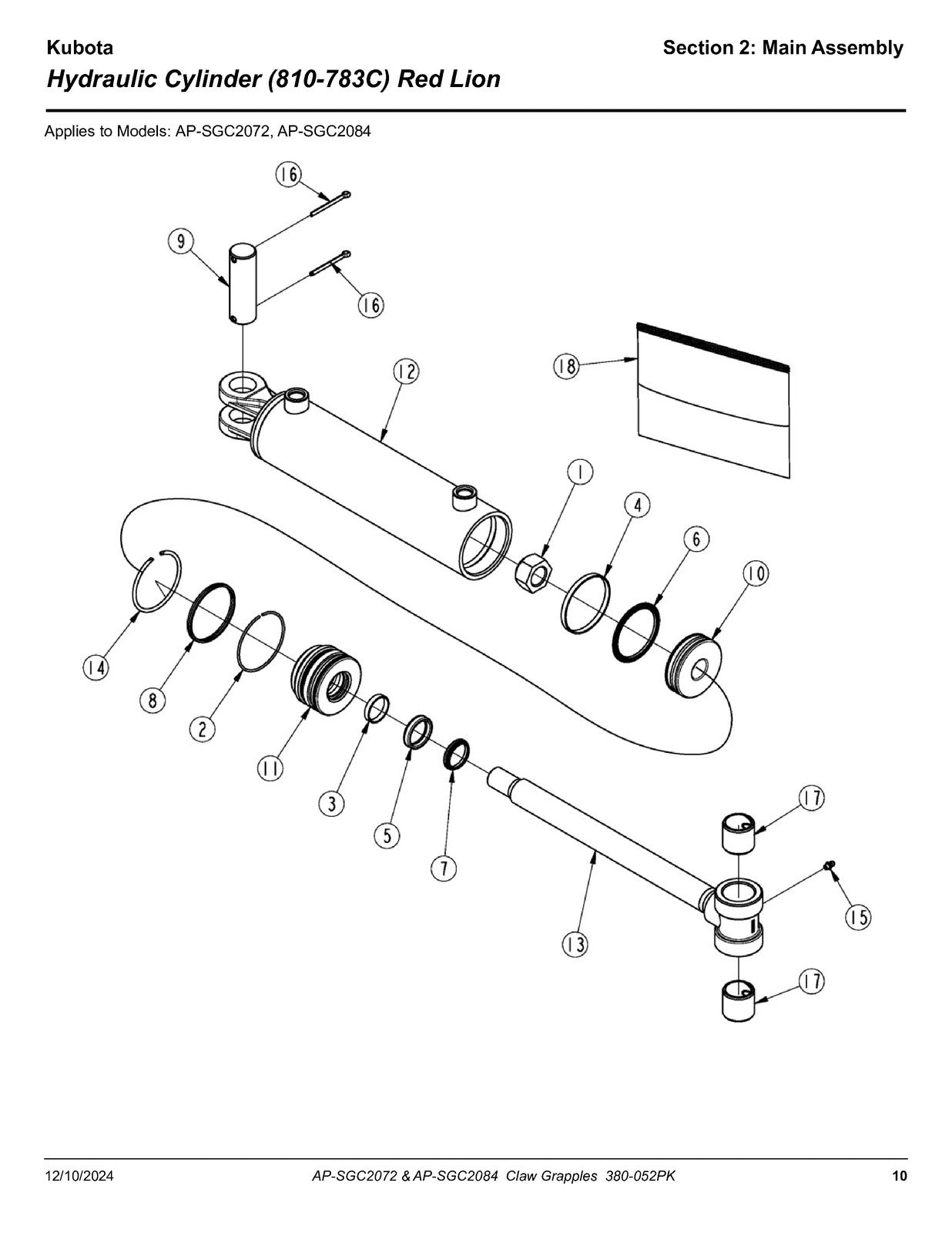 LAND PRIDE SGC20 Series Claw Grapples Parts Manual 2024 - WIRE BOUND - COVERS