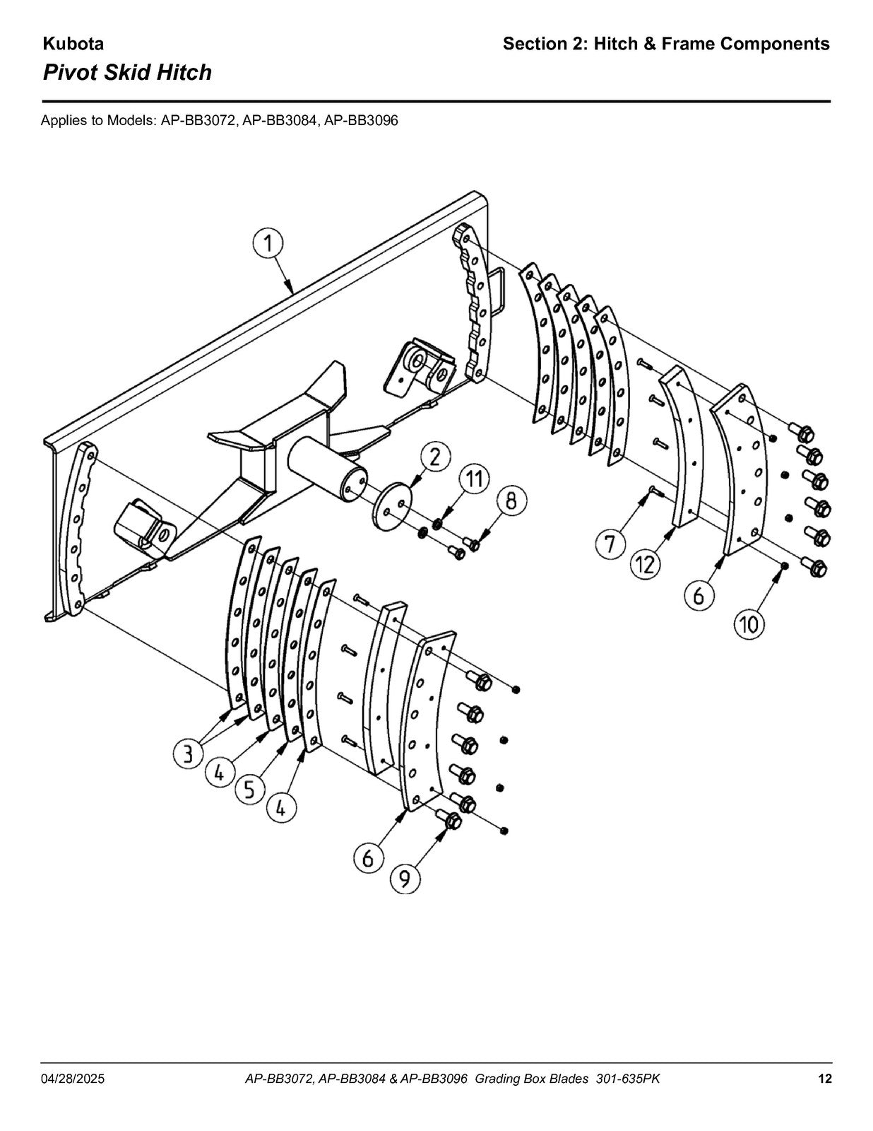 LAND PRIDE BB30 Series Box Blades Parts Manual 2025 - WIRE BOUND - TOUGH COVERS